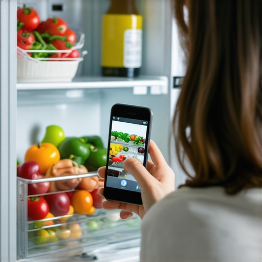 Close up of person taking photos of spoiled food inside a broken refrigerator for a warranty claim