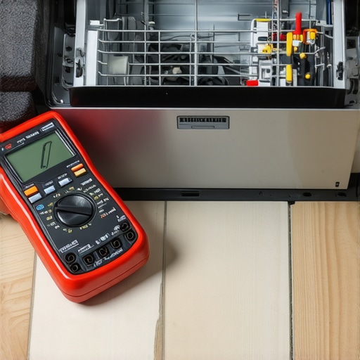 Professional multimeter and voltage tester used for dishwasher repair