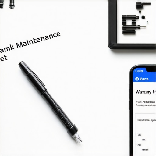 A maintenance logbook and official spare parts used to keep an appliance warranty valid.