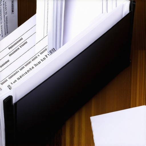 A person organizing home appliance warranty and service contract paperwork in a binder.