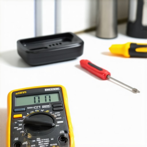 A digital multimeter used for testing appliance continuity and voltage