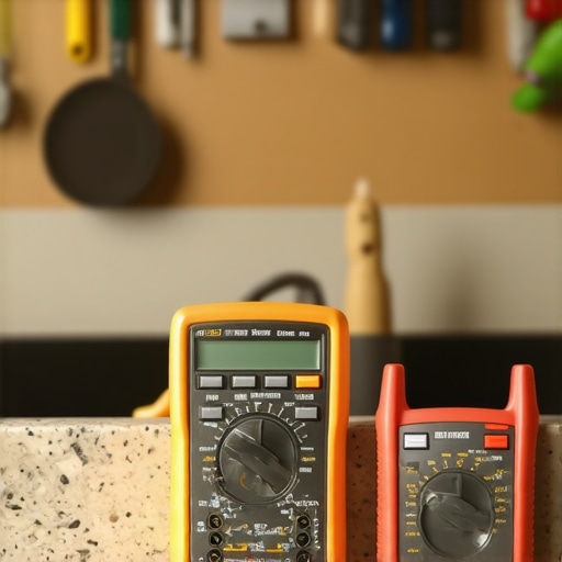 A collection of professional tools including a disposal wrench and multimeter for home appliance repair and maintenance.