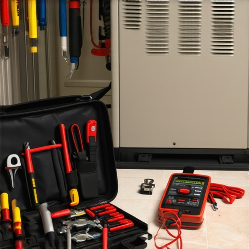 Professional HVAC tools including a multimeter and hard-start kit for appliance maintenance.