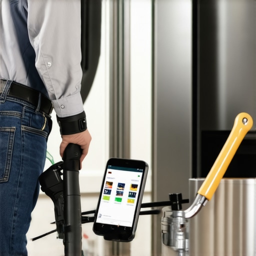 Man using specialized tools to maintain a refrigerator and garbage disposal to protect his warranty.