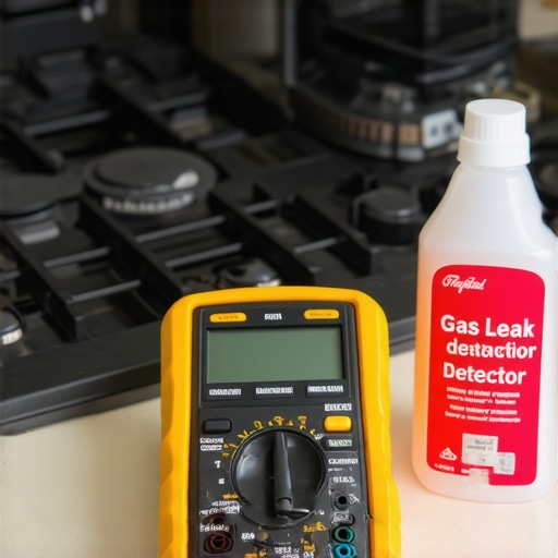 A digital multimeter and leak detector for appliance repair and safety checks.