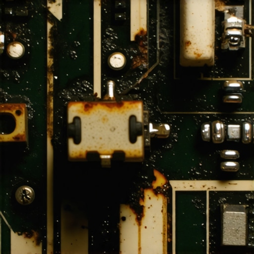 Close up of a damaged electronic control board from a modern kitchen appliance.