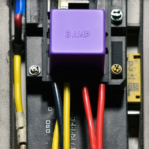 A close-up of a 3-amp fuse on a furnace control board with thermostat wires connected.