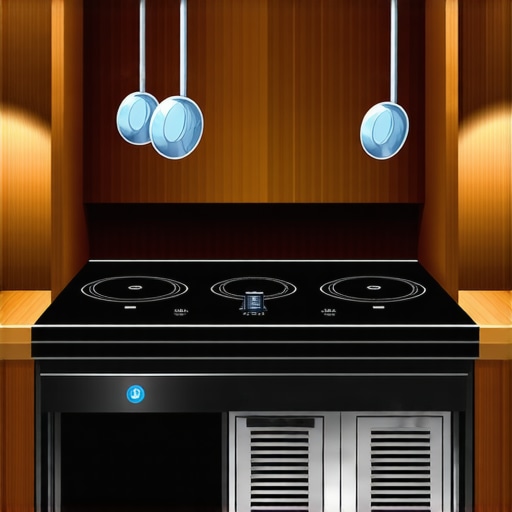 Illustration of proper ventilation gaps required for high-end induction cooktop installation.