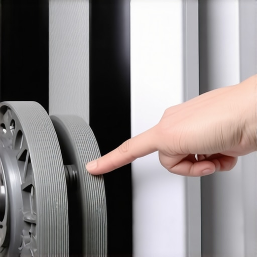 A close-up view of a dryer's internal idler pulley and belt system during a DIY repair.