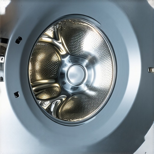 A close-up of a technician inspecting a clogged water inlet valve filter on a washing machine during a stacking installation.