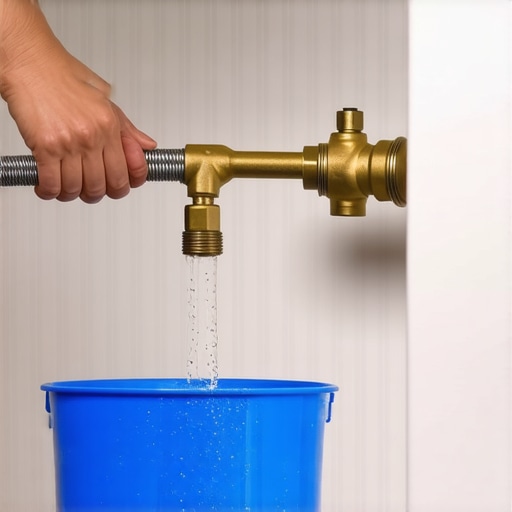 A homeowner installing a leak-proof braided steel hose to a washing machine valve.