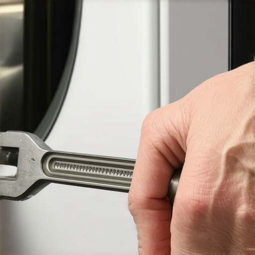 Adjusting washing machine leveling feet with a wrench