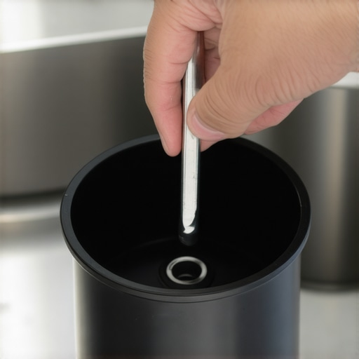 Using a hex wrench to unjam a garbage disposal from the bottom access port.