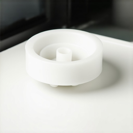 A detailed view of the internal mechanical parts of a microwave turntable system.