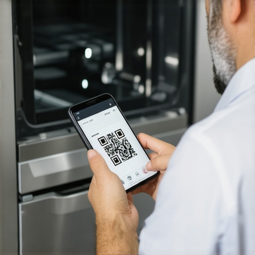 Technician using digital tools to diagnose a dishwasher repair