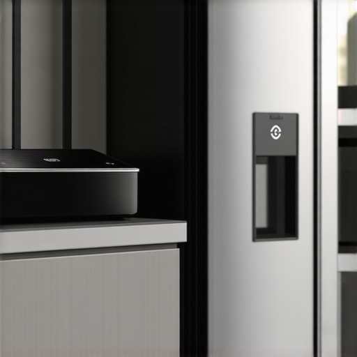 Strategic mesh router placement in a modern kitchen for stable smart appliance connection