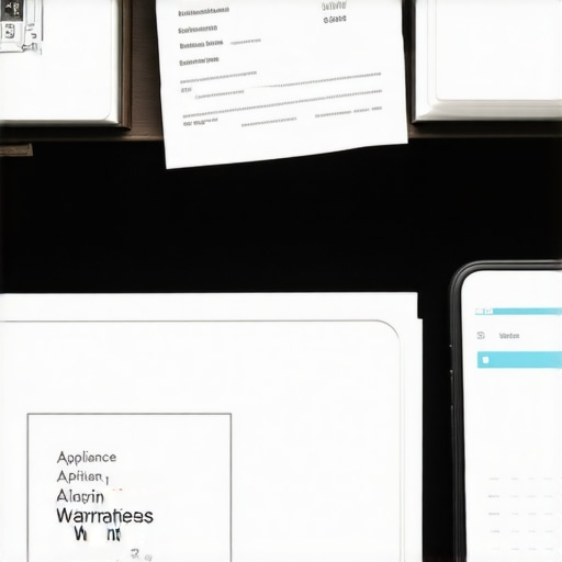 A file folder with appliance receipts and manuals representing proper maintenance documentation for warranty claims.