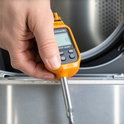Digital inclinometer and wrench leveling a washing machine leg