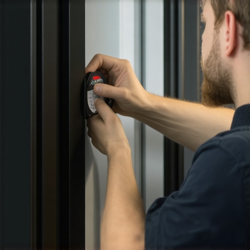 Close-up of checking a refrigerator door seal with a feeler gauge