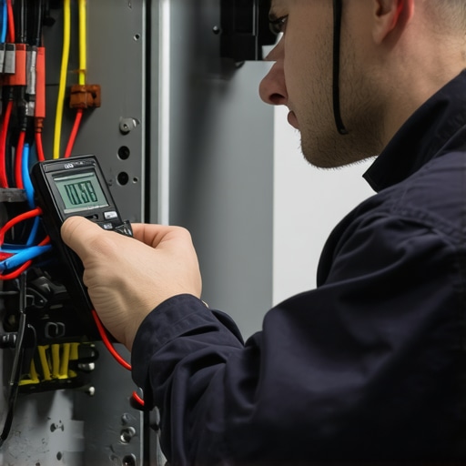 An HVAC technician testing an air conditioner compressor to diagnose a thermal overload trip.