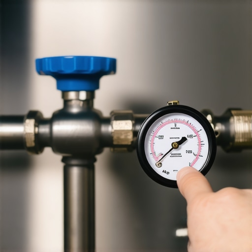 A technician using a digital manometer to calibrate a gas stove burner flame