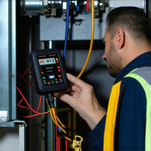 Technician measuring HVAC static pressure with a manometer to prevent blower motor failure.