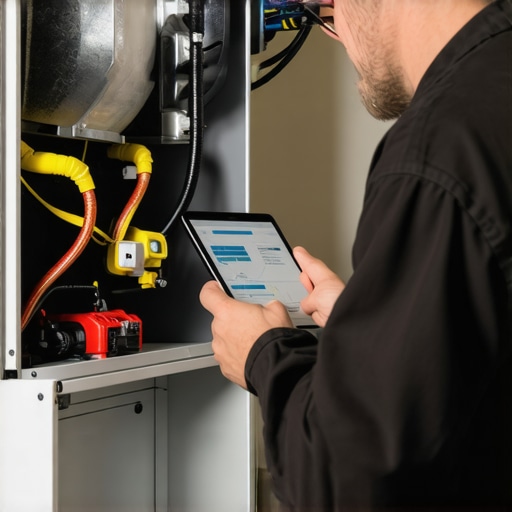 An HVAC expert recording service logs for an appliance warranty claim