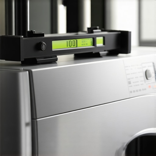 Close up of a level on a washing machine to prevent vibration damage.