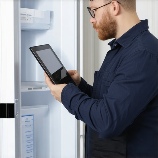 Professional Maintenance Documentation A technician documenting appliance repair for warranty compliance