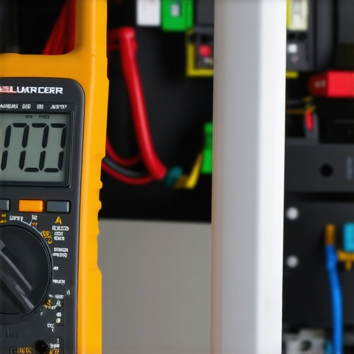 A technician using a Fluke multimeter to diagnose an appliance electrical fault.