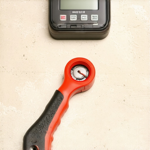 Close up of flare nut wrench and digital manometer used for gas leak detection