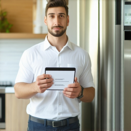 Technician showing installation proof to homeowner