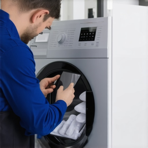 Appliance technician evaluating a washing machine for a warranty repair claim
