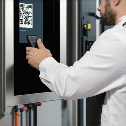 Technician scanning a smart appliance for diagnostic data