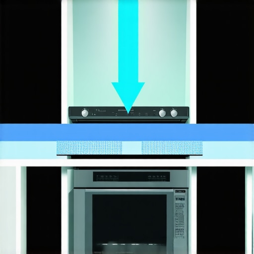 Diagram showing essential airflow gaps for integrated microwave installation to prevent overheating.
