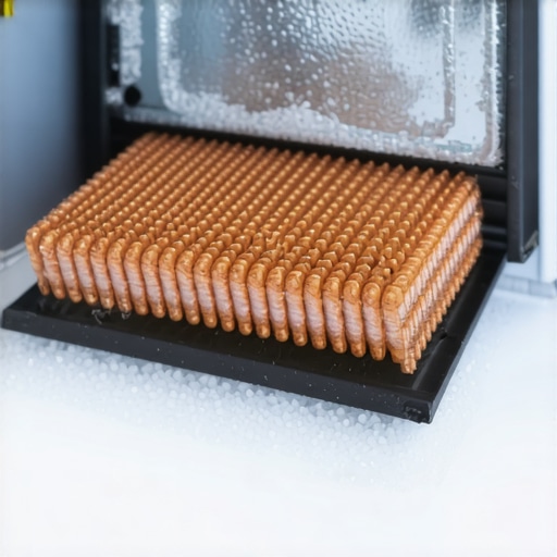Refrigerator Evaporator Coil Frost Pattern Diagnosis Uneven frost pattern on refrigerator coils indicating a clogged capillary tube.