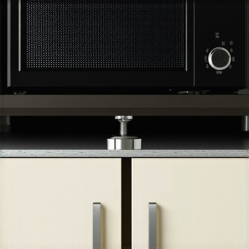 Close-up of a steel support plate for a microwave installation