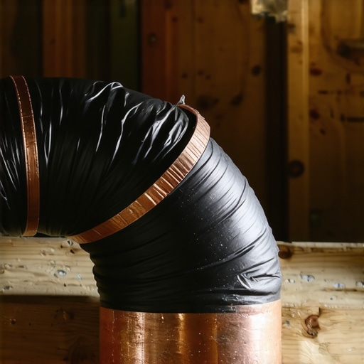 Hands applying professional foam insulation tape to a copper AC line to prevent condensation.