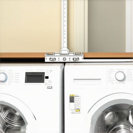 Professional installation of a stackable laundry unit using a secure stacking kit bracket.