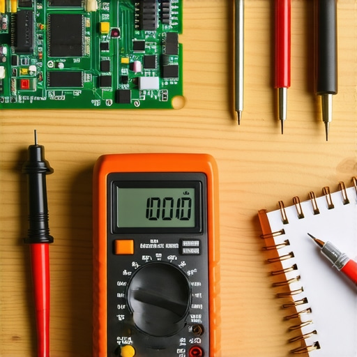 A close-up view of electronic diagnostic tools being used on a refrigerator control board