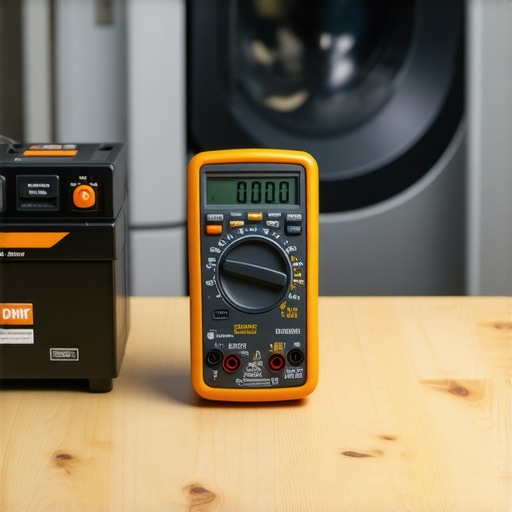 A digital multimeter being used to test the electrical continuity of a dryer heating element.