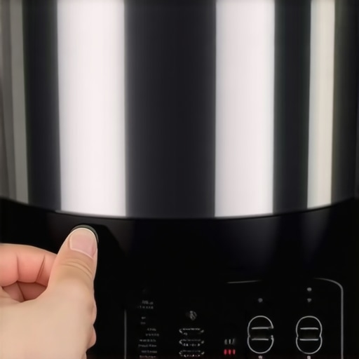 Hand holding magnet to pot on induction stove