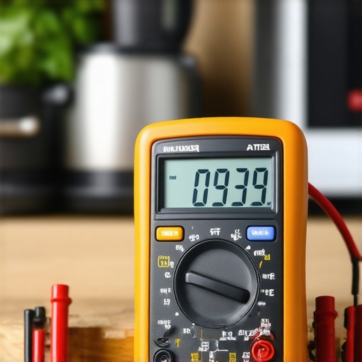 A person using a digital multimeter to test a refrigerator starter relay for repair.