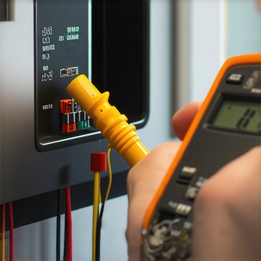 A DIYer using a multimeter to check for continuity on a kitchen oven fuse.