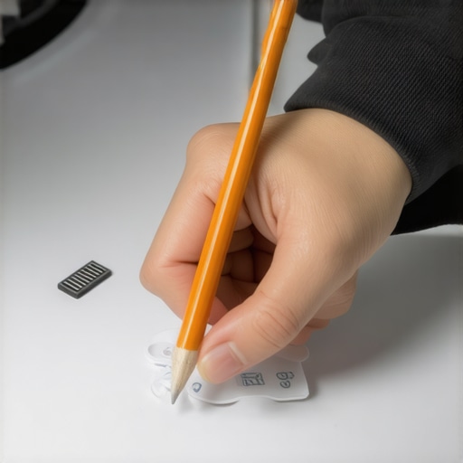 A person testing a washing machine lid switch manually using a pencil to check for mechanical failure.