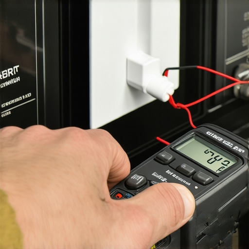 A technician using a multimeter to diagnose a faulty oven light switch
