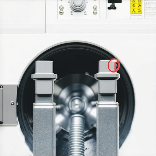 Close-up of washing machine shipping bolts that must be removed after installation.