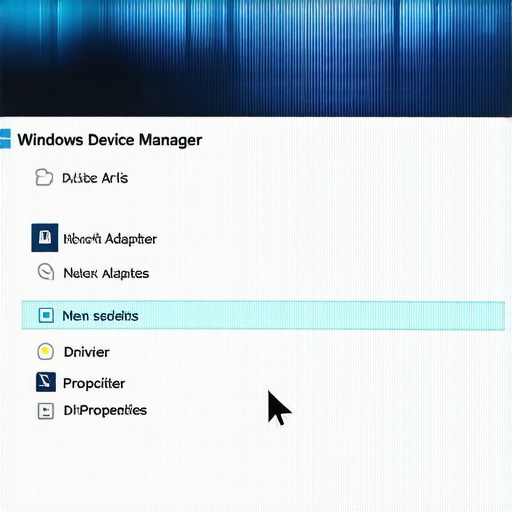 Close up of a laptop screen showing network adapter settings in device manager.