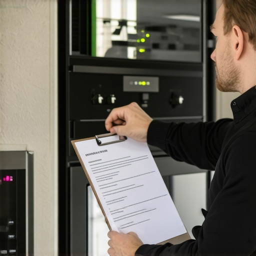 Technician explaining warranty details for a wall oven repair