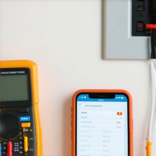 Using Data to Protect Your Appliance Warranty A digital multimeter and smartphone app being used for appliance maintenance